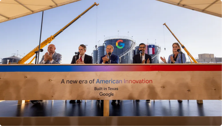 Upacara pengumuman proyek pusat data baru Google di Texas, menandai investasi sebesar $40 miliar dalam infrastruktur AI dan komputasi awan. (Sumber: Google)