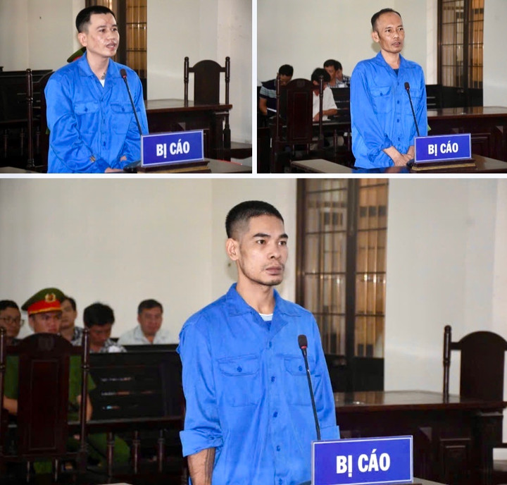 Các bị cáo Kim Song Rinh, Thạch Xuân Đồng và Thạch Nga tại phiên xét xử. (Ảnh: CACC)