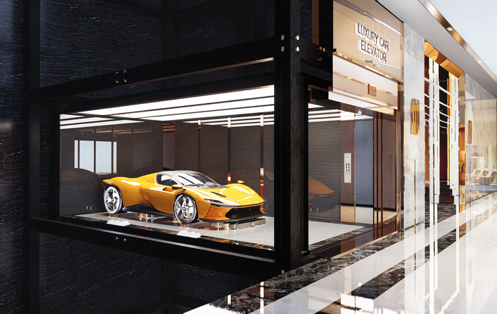 Thang máy dành riêng cho siêu xe tại dự án.