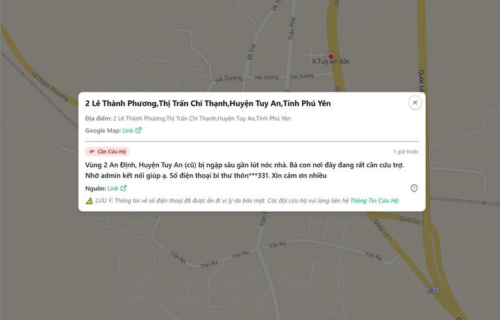 ព័ត៌មាន​ត្រូវ​បាន​បង្ហាញ​ដោយ​ភ្នែក​នៅ​លើ​ផែនទី លេខ​ទូរស័ព្ទ​គឺ​ជា​ការ​សម្ងាត់ និង​ត្រូវ​បាន​ផ្តល់​ជូន​នៅ​ពេល​ទាក់ទង​ក្រុម​ដោយ​ផ្ទាល់។ (រូបថត៖ រូបថតអេក្រង់)