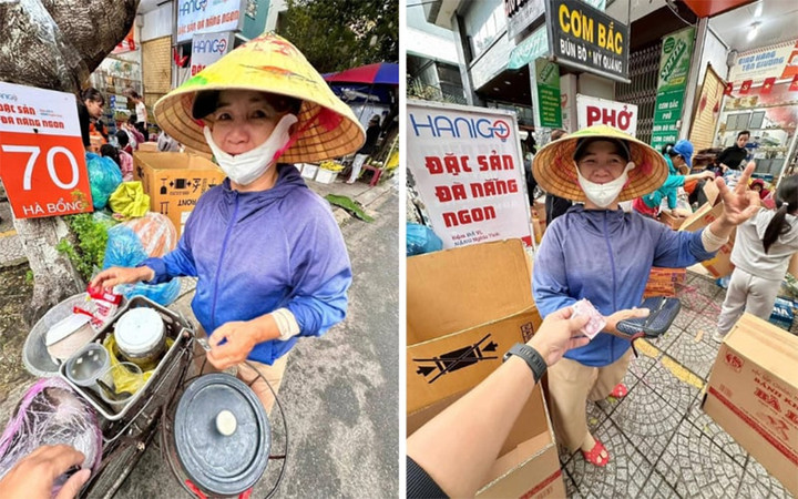 Cô bán tàu hũ góp 100.000 đồng gửi bà con Đắk Lắk. (Ảnh: Nhung Lê)