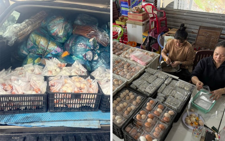 Ba ngày luộc 25.000 trứng gửi gấp cho vùng lũ. (Ảnh: @ciara_kim2105)