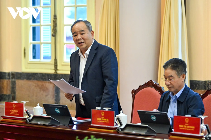 Lãnh đạo Văn phòng Chủ tịch nước phát biểu tại buổi làm việc.