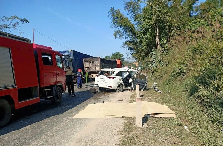 Hiện trường vụ tai nạn khiến 4 người chết, 2 người bị thương.