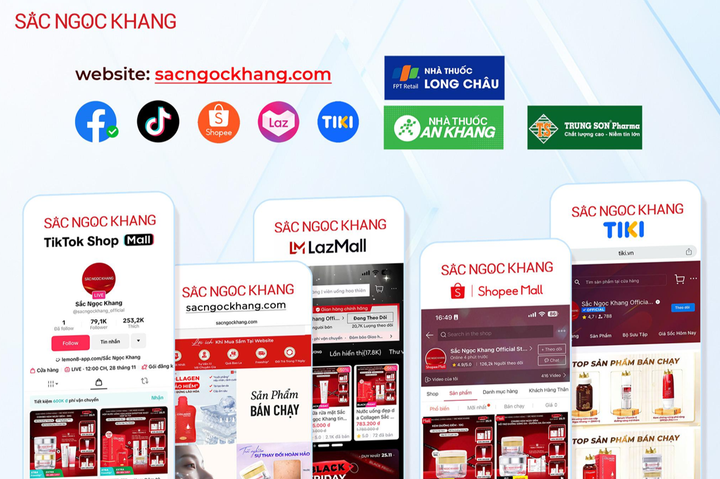 Sắc Ngọc Khang hiện diện mạnh mẽ tại các chuỗi nhà thuốc lớn và phát triển trên nhiều nền tảng thương mại điện tử phổ biến.