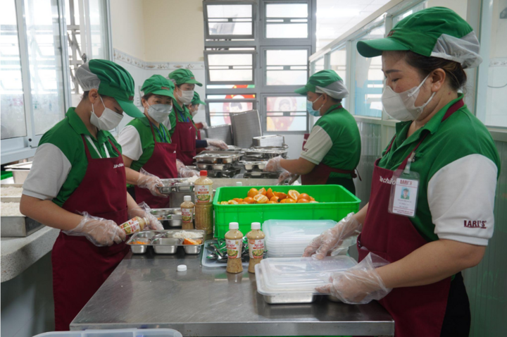 Đơn vị cung cấp suất ăn chuẩn bị bữa trưa cho học sinh từ Phần mềm Dự án Bữa ăn học đường.