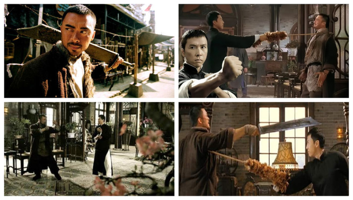 Trong phim "Diệp Vấn 1", nhân vật Diệp Vấn đánh bại Kim Sơn Trảo khi bị thách đấu