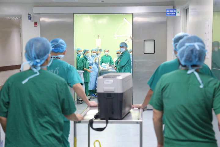 Nhân viên y tế điều phối tạng đến các cơ sở y tế. (Ảnh: Phương Hồng)