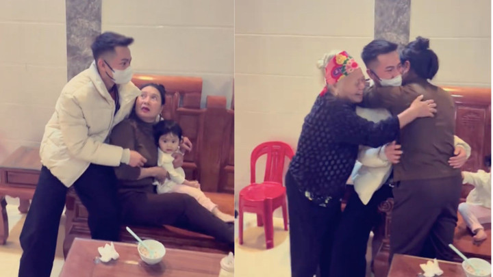 Nhiều người không khỏi rưng rưng nước mắt khi chứng kiến gia đình xum vầy. (Ảnh chụp màn hình)