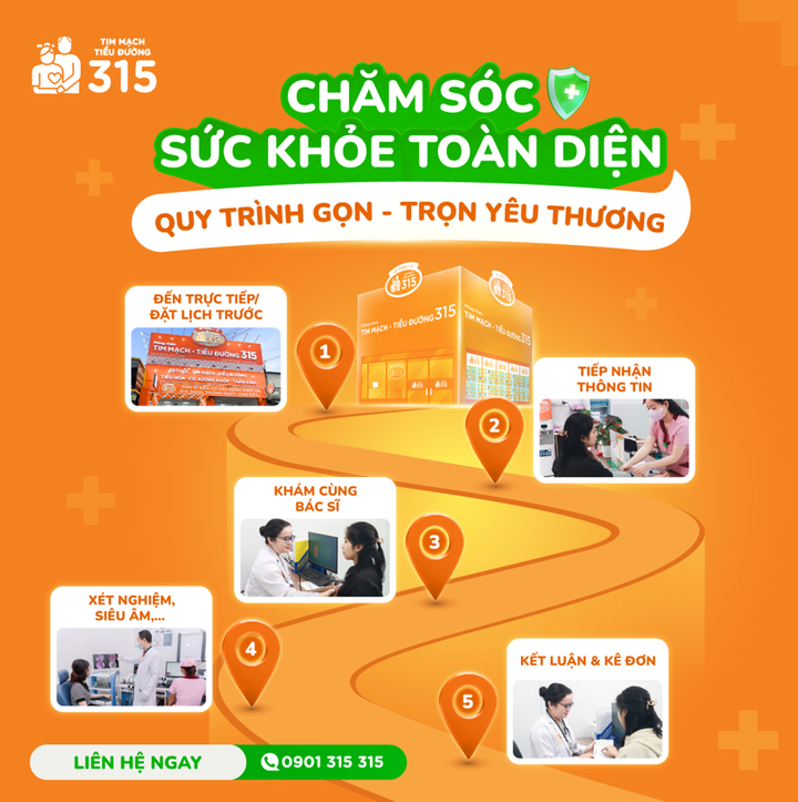 Hệ Thống Tim Mạch - Tiểu Đường 315 luôn nỗ lực mang đến, để mỗi trải nghiệm của khách hàng đều thoải mái và trọn vẹn. Đi khám mà không phải chờ lâu, không lo thủ tục rườm rà, nhắc lịch tái khám, khám cùng bác sĩ chuyên khoa lâu năm trong nghề.