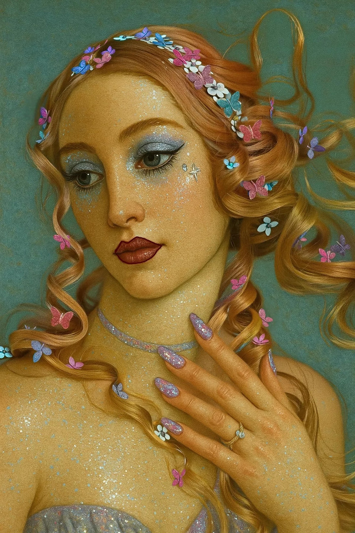 "Sự ra đời của thần Vệ nữ" được tái hiện theo phong cách làm đẹp những năm 1990. (Ảnh: Duncan Thompsen)