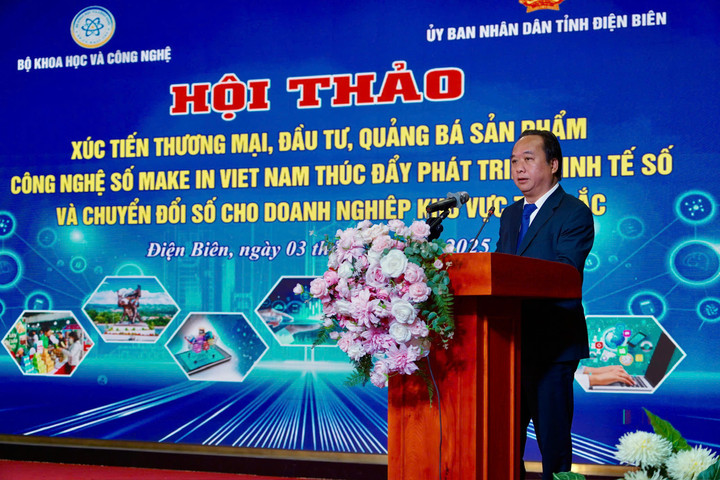 Ông Nguyễn Minh Phú, Phó Chủ tịch UBND tỉnh Điện Biên, phát biểu tại hội thảo. (Ảnh: Bộ KH&CN)