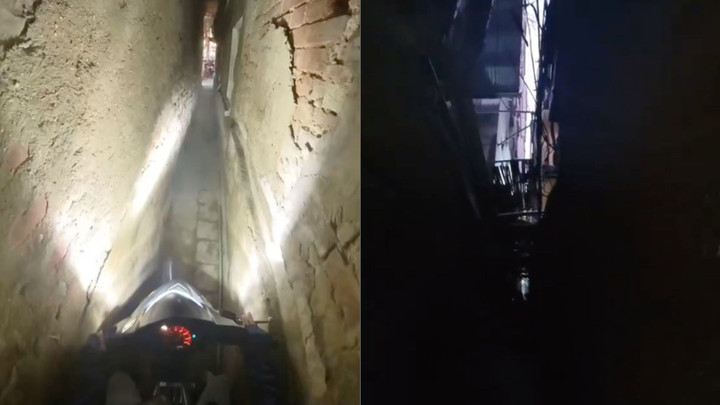 Con ngõ chỉ vừa một xe máy, ánh sáng cũng khó lọt qua. (Ảnh chụp màn hình)