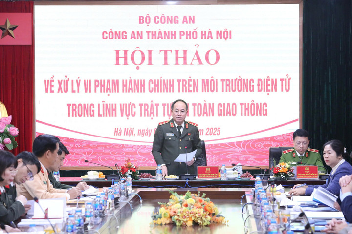 Giám đốc Công an Hà Nội Nguyễn Thanh Tùng phát biểu.