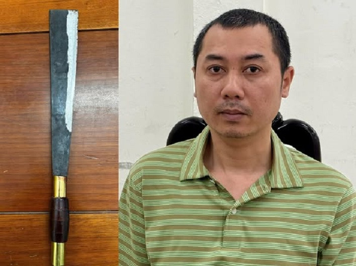 Đỗ Đức Trọng cùng tang vật. (Ảnh: C.A)