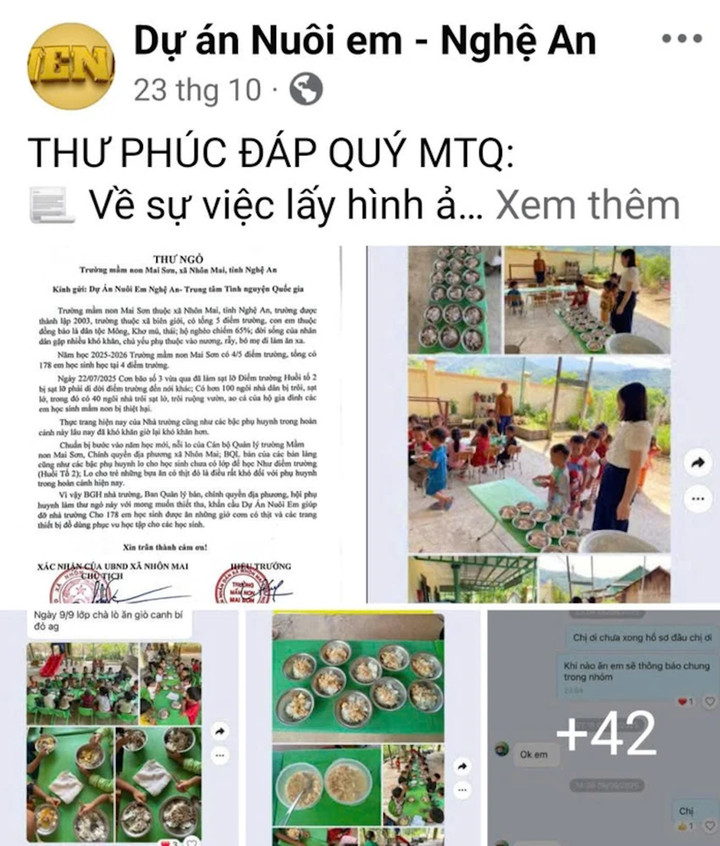 Dự án thiện nguyện "Nuôi em ở Nghệ An" bị các nhà hảo tâm tố không minh bạch. Ảnh: MXH.