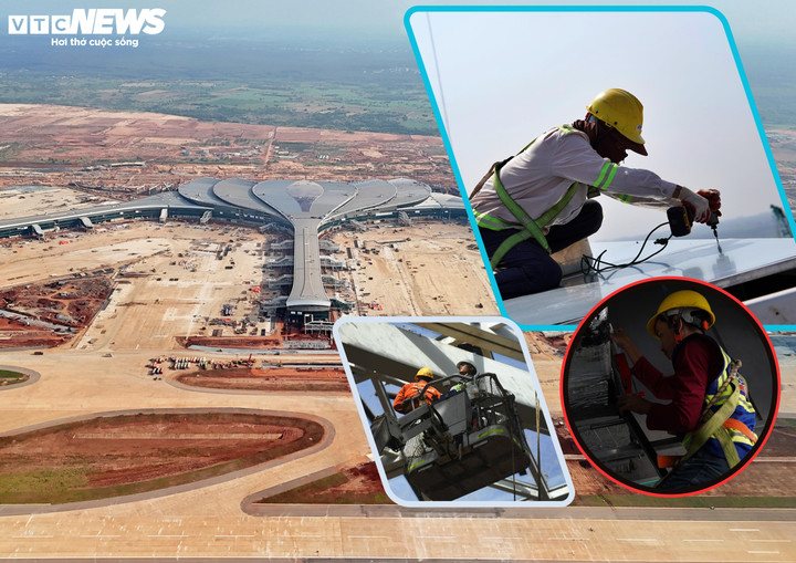 Kerja-kerja pembinaan di terminal penumpang lapangan terbang Long Thanh sedang dijalankan dengan segera untuk memastikan kemajuan projek, bersedia untuk menyambut penerbangan pertama pada 19 Disember.