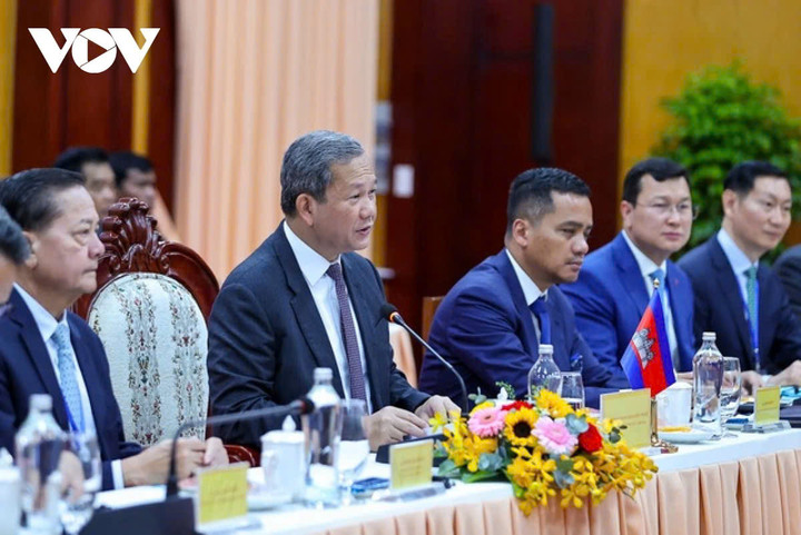 Thủ tướng Campuchia Hun Manet phát biểu tại hội đàm.