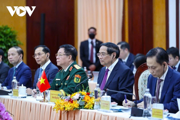 Thủ tướng Chính phủ Phạm Minh Chính phát biểu tại hội đàm.