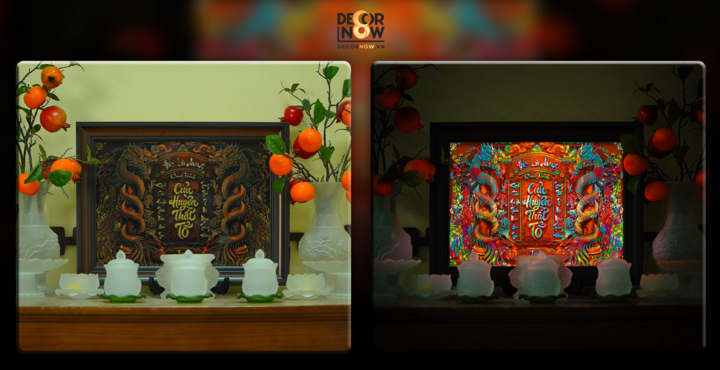 Công nghệ mới giúp không gian thờ cúng đẹp và trang nghiêm hơn. (Ảnh: DecorNow)