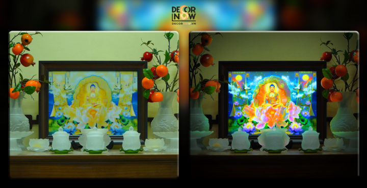 Công nghệ in ấn kết hợp với họa tiết truyền thống tạo nên các bức tranh sắc sảo, có chiều sâu. (Ảnh: DecorNow)