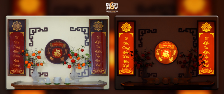 Tranh Hoằng Pháp ánh sáng góp phần tạo nên kiến trúc ấn tượng cho ngồi nhà. (Ảnh: DecorNow)