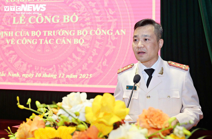 Đại tá Nguyễn Quốc Vương, Phó Giám đốc Công an tỉnh Bắc Ninh phát biểu tại Lễ công bố.