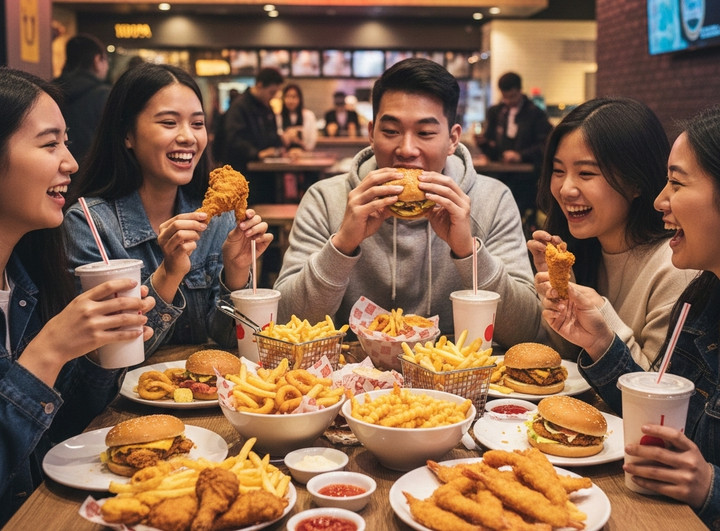 Nhiều người trẻ quen với đồ ăn nhanh, thức khuya, ít vận động và lạm dụng thuốc.