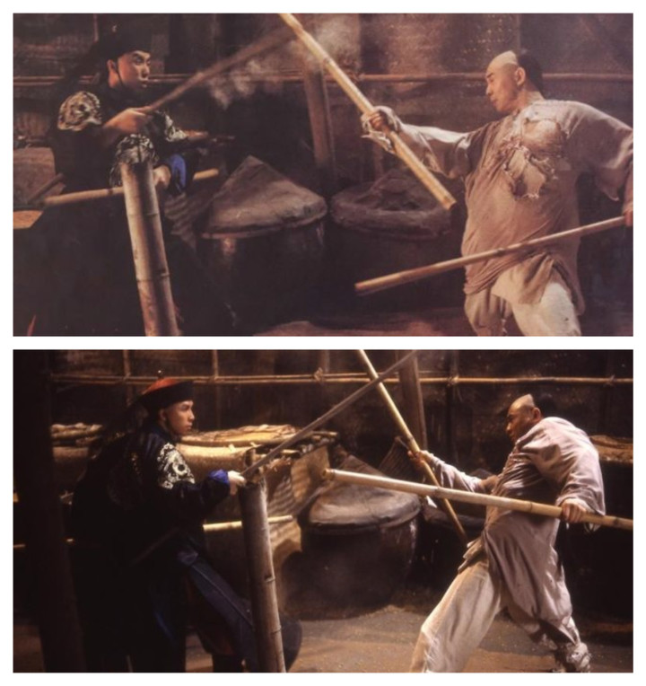 Cảnh giao đấu giữa Chân Tử Đan và Lý Liên Kiệt trong phim “Hoàng Phi Hồng: Nam Nhi Đương Tự Cường"