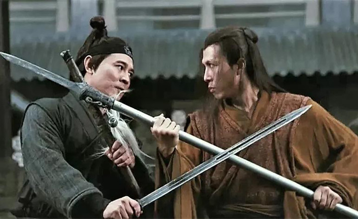 Lý Liên Kiệt đối đầu Chân Tử Đan trong phim "Anh hùng"