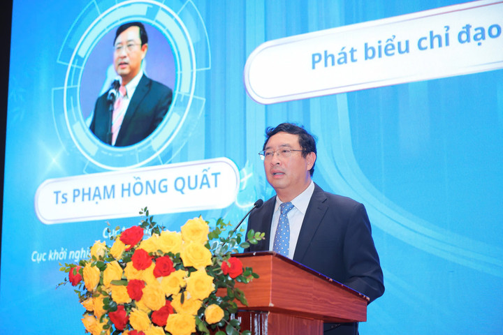 ທ່ານ ຟ້າມ ຮົ່ງ ກວດ, ຫົວໜ້າກົມ Startup ແລະ ວິສາຫະກິດເຕັກໂນໂລຊີ (ກະຊວງວິທະຍາສາດ ແລະ ເຕັກໂນໂລຊີ), ໄດ້ກ່າວເປີດກອງປະຊຸມ. (ຮູບພາບ: Techfest)