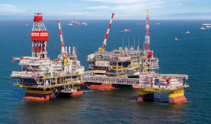 Mỏ dầu Vladimir Filanovsky của Nga trên Biển Caspi. (Ảnh: Cơ quan An ninh Ukraine)