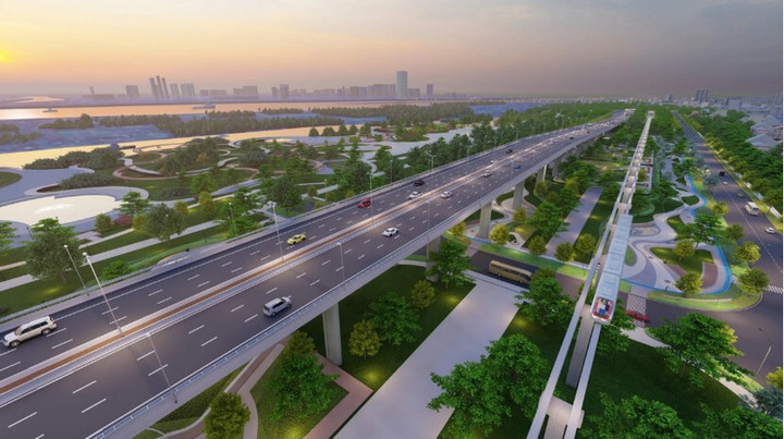Ảnh phối cảnh Trục đại lộ cảnh quan sông Hồng.