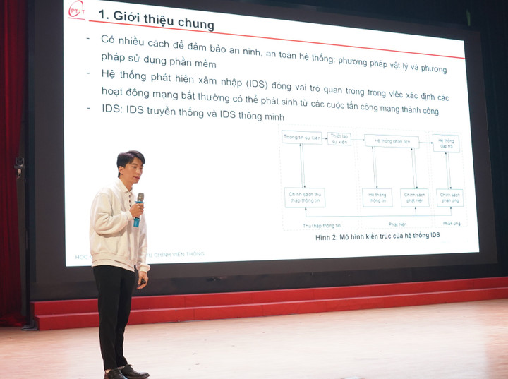 A equipe IDS PTIT apresenta sua solução. (Foto: Comitê Organizador)