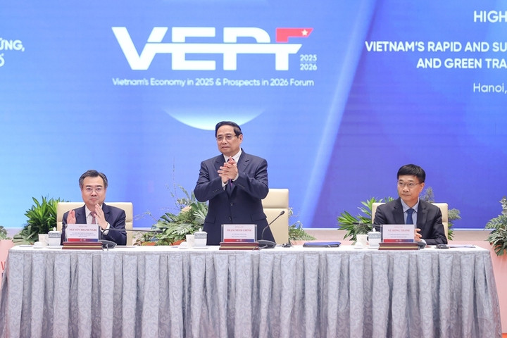 Thủ tướng Phạm Minh Chính tham dự Diễn đàn Kinh tế Việt Nam 2025, triển vọng 2026 - (Ảnh: VGP/Nhật Bắc)