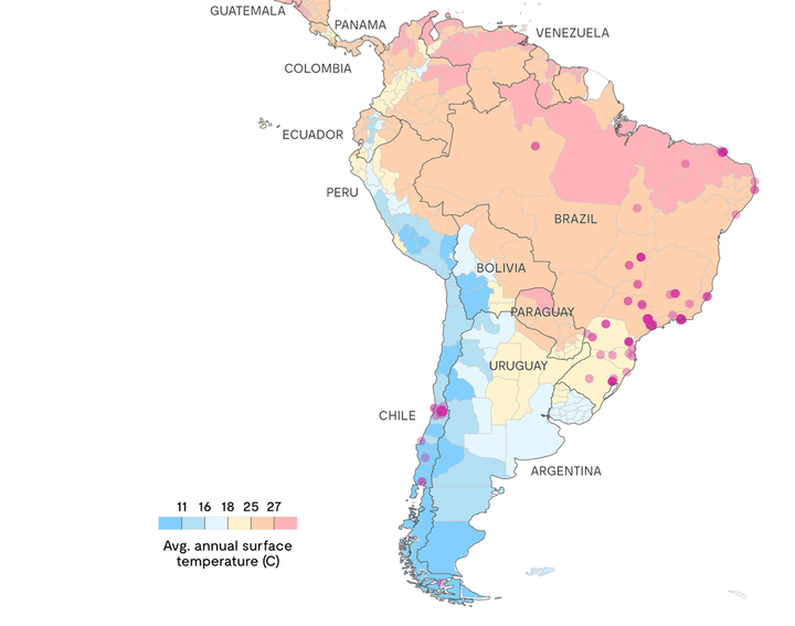 Những năm gần đây, khu vực Nam và Trung Mỹ cũng chứng kiến sự bùng nổ trong việc xây dựng trung tâm dữ liệu. (Nguồn: Rest of World)