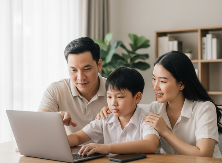 Chuyên gia cho rằng phụ huynh cần đồng hành, kiểm soát thời gian và nội dung khi trẻ sử dụng thiết bị thông minh để hạn chế các “cạm bẫy” trên không gian mạng. (Ảnh minh họa)