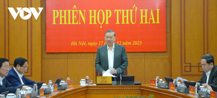 Tổng Bí thư Tô Lâm phát biểu tại phiên họp.