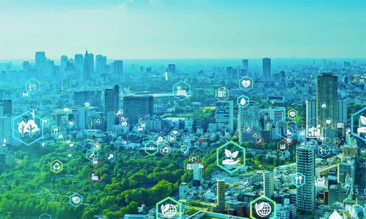 Minh họa về một đô thị thông minh, được hỗ trợ vận hành bằng công nghệ. (Nguồn: Spark-nano).