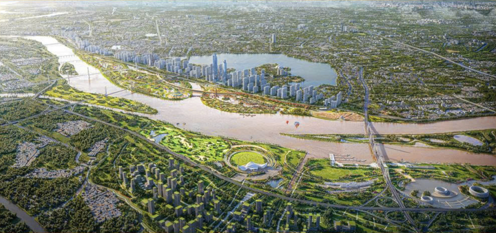 Phối cảnh dự án dự án đầu tư xây dựng Trục đại lộ cảnh quan sông Hồng.