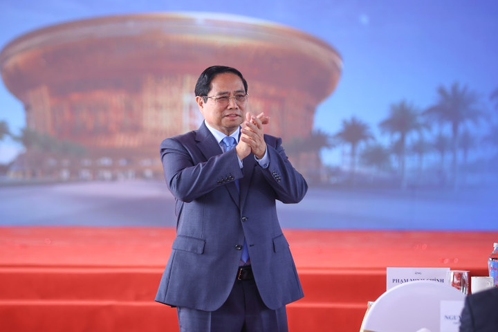 Thủ tướng Chính phủ Phạm Minh Chính dự sự kiện tại điểm cầu trung tâm (Ảnh: VPG)