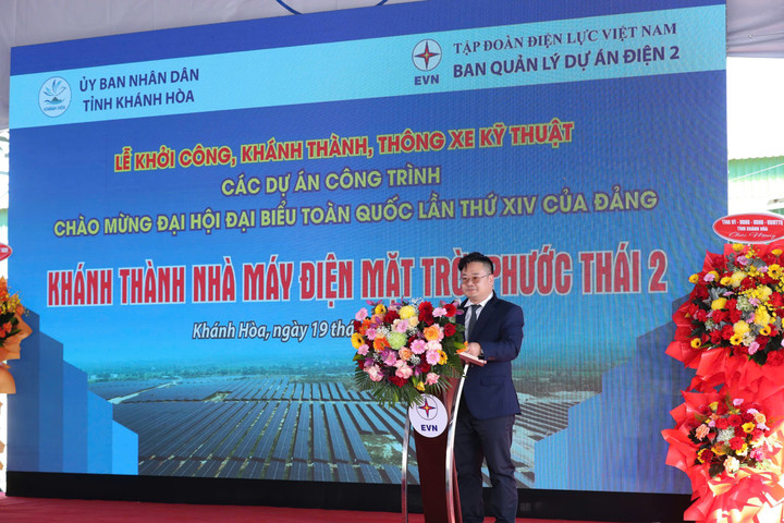EVN và Ban Quản lý dự án Điện 2 đã tổ chức Lễ Khánh thành Dự án Nhà máy Điện mặt trời Phước Thái 2.