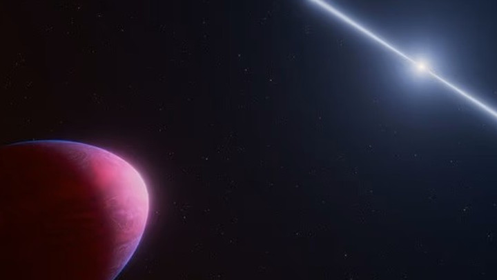 Hành tinh này, được đặt tên là PSR J2322–2650b, quay quanh một loại sao neutron gọi là sao xung – lõi siêu đặc của một ngôi sao đã chết, nén khối lượng của Mặt Trời thành một vật thể có kích thước bằng một thành phố. (Ảnh: Dailymail)