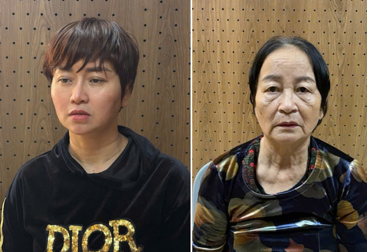 Nguyễn Thị Thu và Trần Thị Thập tại cơ quan điều tra. (Ảnh: Công an Thanh Hoá)