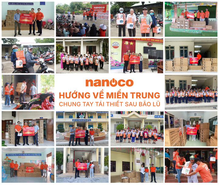 Nanoco Group trao tặng quà cho bà con miền Trung, chung tay tái thiết, khắc phục sau bão lũ.