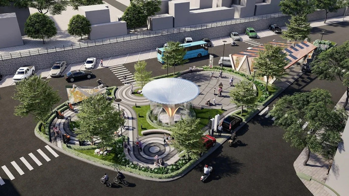 Bãi đỗ xe được quy hoạch gồm 2 tầng hầm, tầng 1 bố trí khu dịch vụ thương mại, bãi đỗ xe máy và khu kỹ thuật; tầng 2 dành cho hệ thống đỗ ô tô tự động 4 tầng cùng khu kỹ thuật.