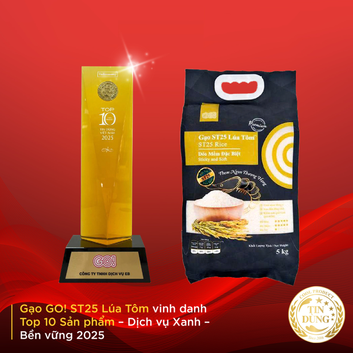 Gạo GO! ST25 Lúa Tôm được chương trình Tin dùng Việt Nam bình chọn. (Ảnh: Vn Economy)