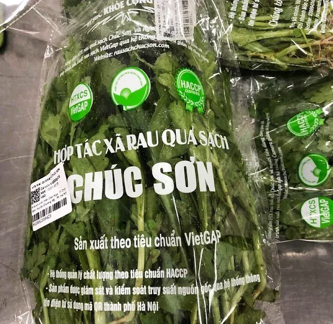 Sản phẩm của Hợp tác xã Rau quả sạch Chúc Sơn.