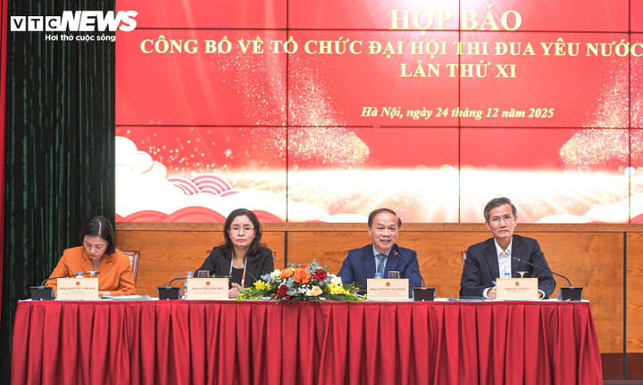 Quang cảnh buổi họp báo công bố về tổ chức Đại hội Thi đua yêu nước toàn quốc lần thứ XI. (Ảnh: Viên Minh)