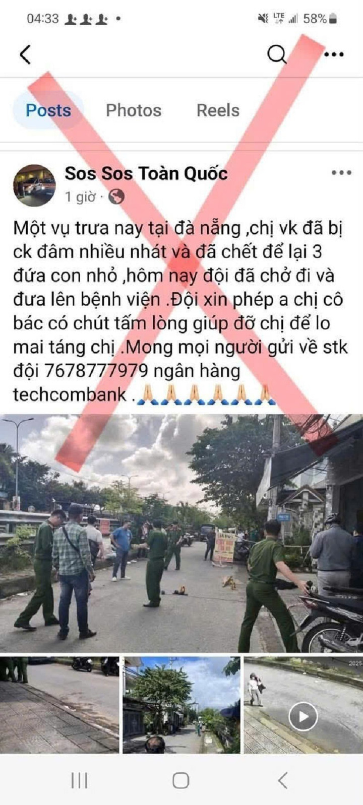 Thông tin sai sự thật lan truyền trên mạng xã hội.
